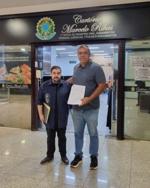 Martin Butera PT2ZDX, juntamente com o novo Presidente eleito do Conselho Estadual, Glauber Viana Fernandes PT2CA