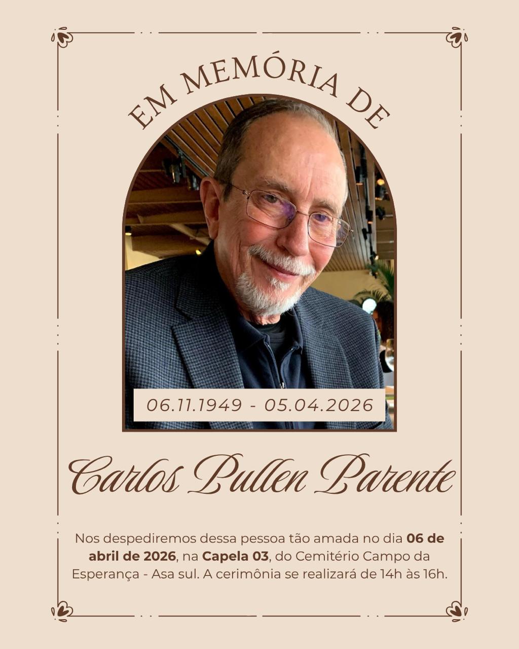 Nota de Falecimento: Carlos Parente - PU2CPA